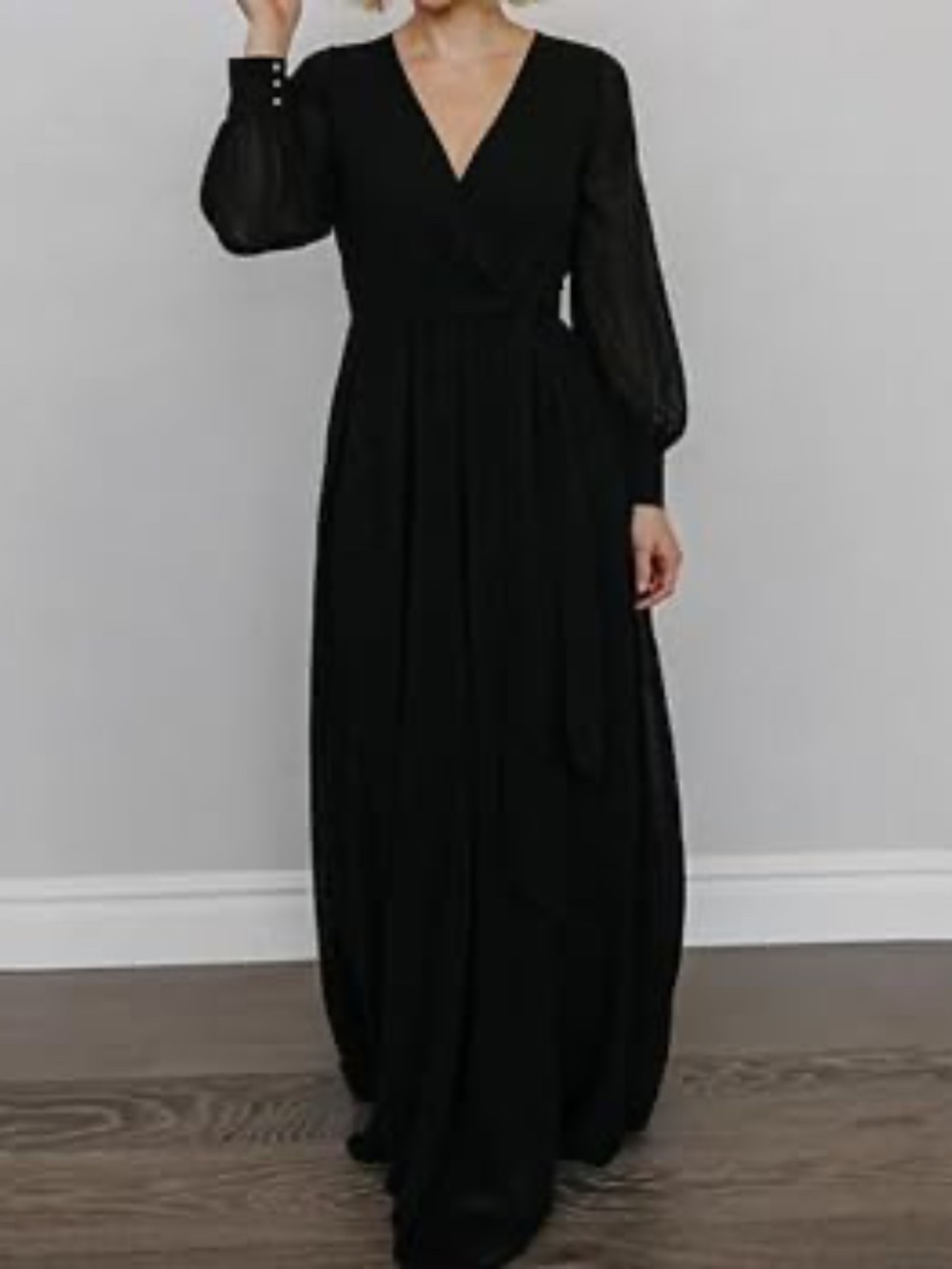 Baltic Born Black Wrap Maxi Dress with Long Sleeves - Picture 5 of 7